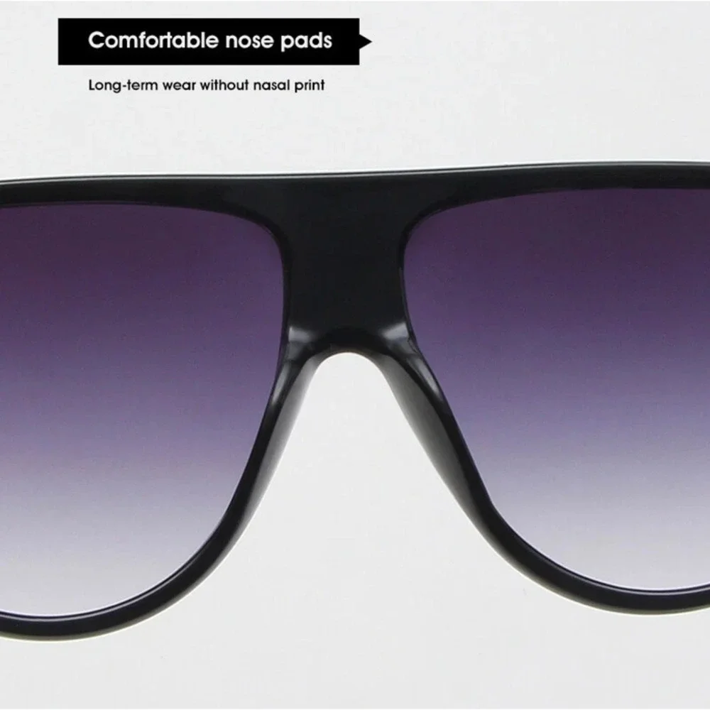 Shield Sunglasses Womens Mens OS Black New Oversized Flat Top Gradient Lenses